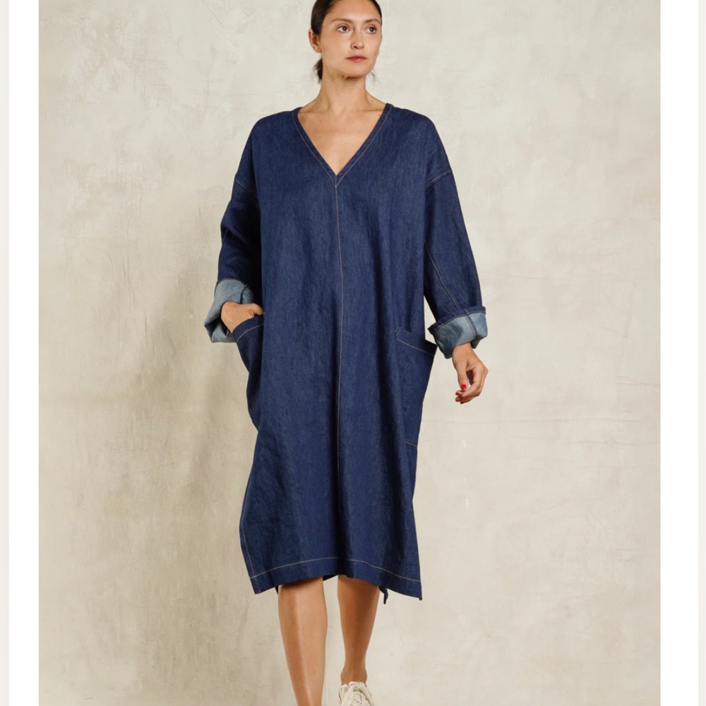 Flora Animalia 2 (Medium / Large) Lanatus Dress ~ Hemp Denim Minimalist Oversize